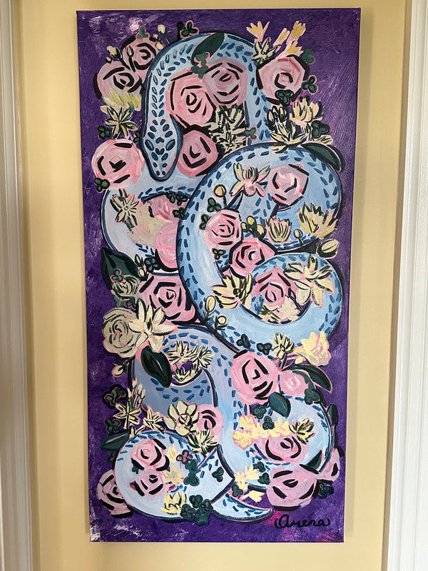 Snake and Flowers Art Painting