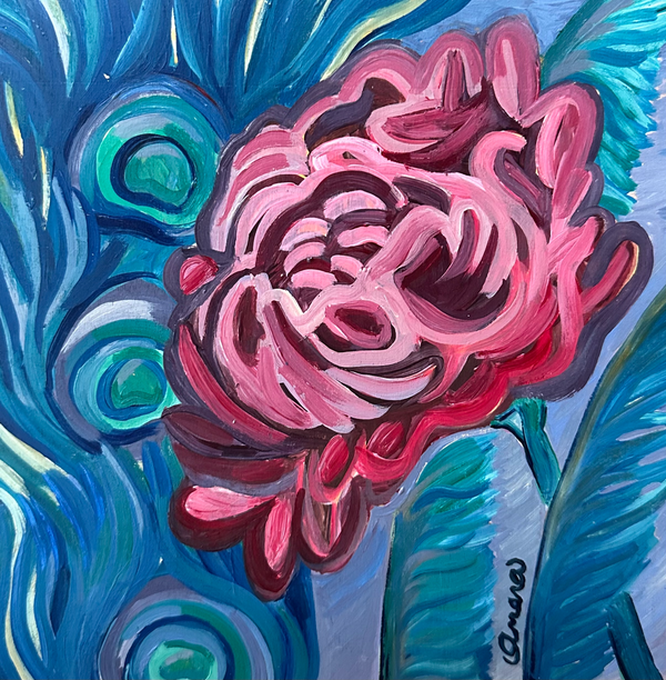 Flower and Peacock Art Painting