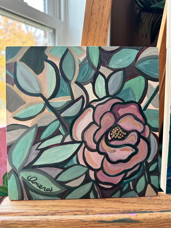 Stained Glass Rose Art Painting