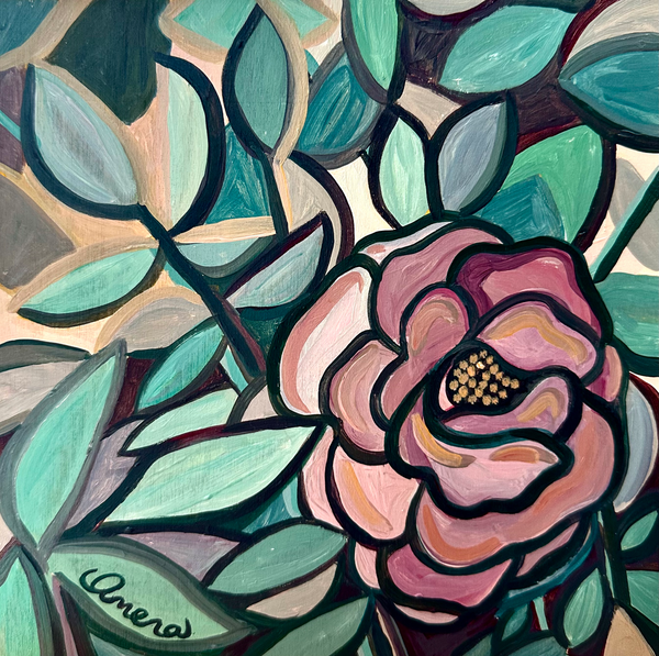 Stained Glass Rose Art Painting
