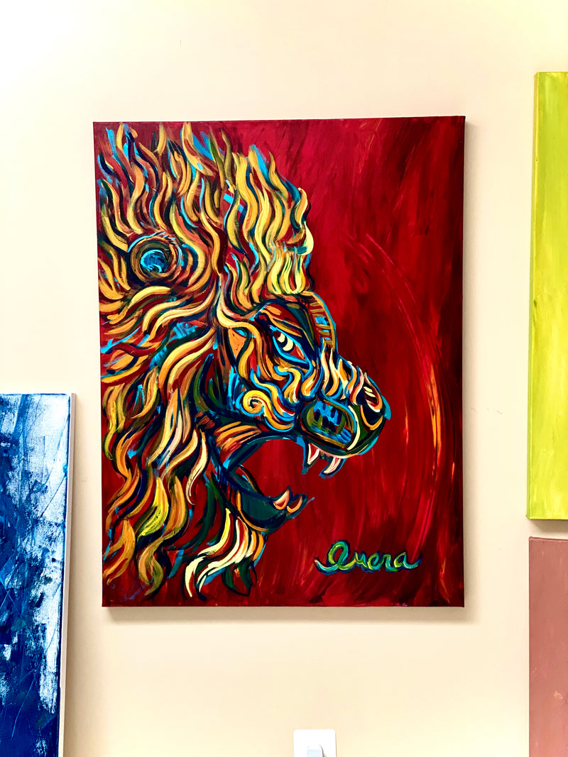 "Passion Has No Boundaries" Lion Fine Art Painting - PRIVATE COLLECTION